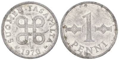 Финляндия 1 пенни 1970 KM 44a алюминий 4617-1255