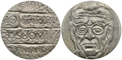 Финляндия 10 марок 1970 S-H, день рождения президента Юхо Паасикиви KM 51 серебро 1525-945