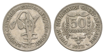 Западная Африка (BCEAO) 50 франков 1972 KM 6 медно-никель 4611-257