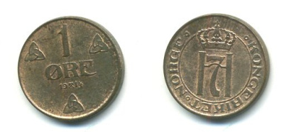 НОРВЕГИЯ 1 ЭРЕ 1914 KM 367 бронза 04-1015