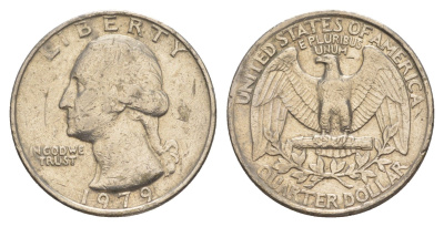 США 25 центов (квотер, 1/4 доллара) 1979 Вашингтон KM 164a медь плакированная медно-никелем 4638-412