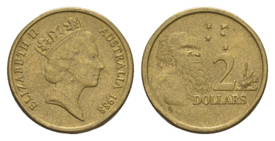 Австралия 2 доллара 1988 абориген, Елизавета II (1952-2022) KM 101 алюминиевая бронза 4658-118