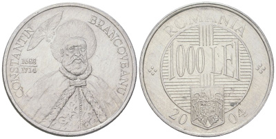 Румыния 1000 леев (лей) 2004 KM 153 алюминий aUNC 4584-417