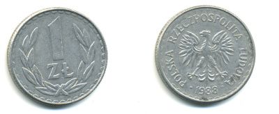 ПОЛЬША 1 ЗЛОТЫЙ 1988 MW KM 49.2 алюминий 176-1012