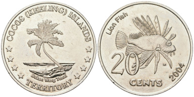 Кокосовые острова (Австралия) 20 центов 2004 X 13 медно-никель BUNC 4574-1133