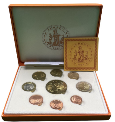 Джерси евронабор из 9 монет (с 5 евро) 2004 пробники, PROBA, в оригинальной коробке, с сертификатом    PROOF  6-5-3-47