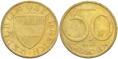 Австрия 50 грошей 1983 KM 2885 алюминиевая бронза 4116-932