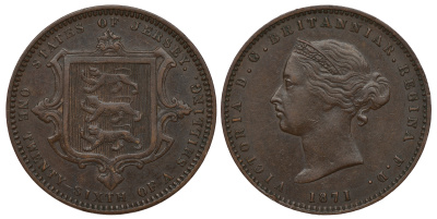 Джерси 1/26 шиллинга 1871 Виктория (1837-1901) KM 4 бронза 4393-135