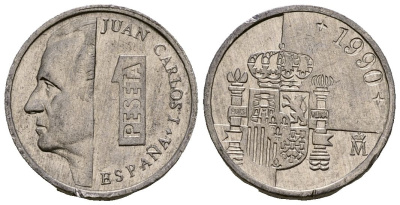 Испания 1 песета 1990 KM 832 алюминий 4173-668