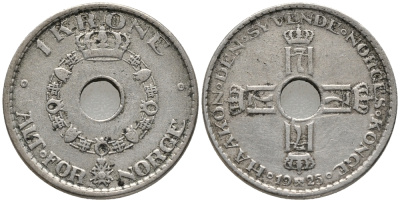 Норвегия 1 крона 1925 Хокон VII (1905-1957) KM 385 медно-никель 67-136
