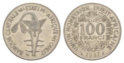 Западная Африка (BCEAO) 100 франков 1987 KM 4 никель 4619-316