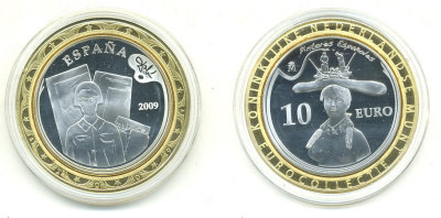 ИСПАНИЯ 10 ЕВРО 2009 САЛЬВАДОР ДАЛИ, МРАМОРНЫЙ БЮСТ ЖЕНЩИНЫ серебро PROOF 05-042-23