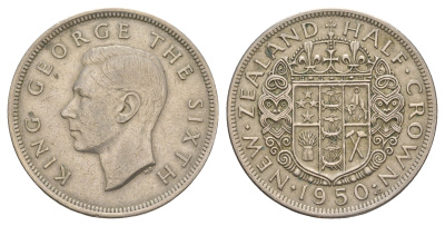 Новая Зеландия 1/2 кроны 1950 Георг VI (1936-1952) KM 19 медно-никель 4645-632