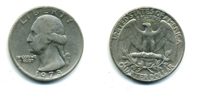 США 25 центов (квотер) 1973 Вашингтон KM 164а медь плакированная медно-никелем 46-2621