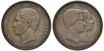 Бельгия 10 сантимов 1853  KM M5.1 бронза    1530-933