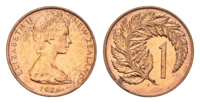 Новая Зеландия 1 цент 1979 Елизавета II (1952-2022), лист папоротника KM 31.1 бронза UNC 4655-218