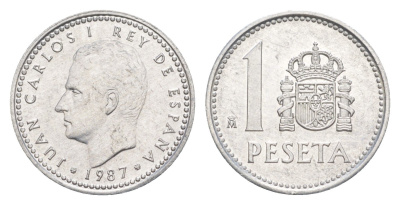 Испания 1 песета 1987 M, Хуан Карлос I (1975-2014) KM 821 алюминий 4623-954
