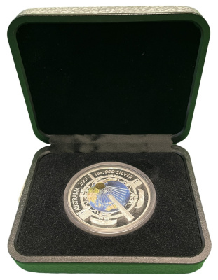 Австралия 1 доллар 2001 Миллениум, оригинальная монета с цветной эмалью, Египет, позолота KM 594 серебро PROOF 00-00