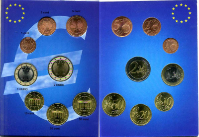 ФРГ евронабор из 8 монет 2002 A, монетный двор Берлин  биметалл  UNC  1-6-2-35