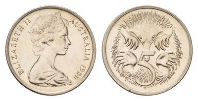 Австралия 5 центов 1980 KM 64 медно-никель UNC 4674-822