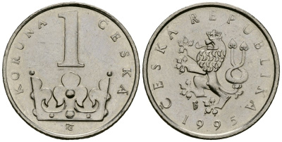 Чехия 1 крона 1995 KM 7 сталь плакированная никелем 4173-1168