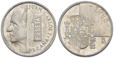 ИСПАНИЯ 1 ПЕСЕТА 1995 ХУАН КАРЛОС I ( 1975-) KM 832 алюминий 4181-1055