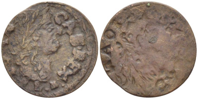 Польша 1 солид (шелаг, шиллинг) 1660 Ян II Казимир Ваза (1649-1668), боратынка, залипуха , вес 0,99 гр. KM 110 медь 66-737