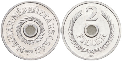 Венгрия 2 филлера 1972 BP KM 546 алюминий 4152-154