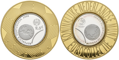 Португалия 2 1/2 евро 2008 XXIX Летние Олимпийские игры 2008 года в Пекине, земной шар, коллекция Нидерландского монетного двора KM 790a серебро PROOF 11-060-32