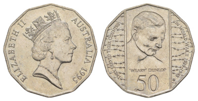 Австралия 50 центов 1995 50 лет со дня окончания Второй Мировой войны KM 294 медно-никель UNC 4165-334