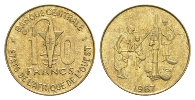 Западная Африка (BCEAO) 10 франков 1987 Центральный банк государств Западной Африки KM 10 медь алюминий никель 4642-244