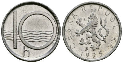 Чехия 10 геллеров 1995 KM 6 алюминий 4136-936