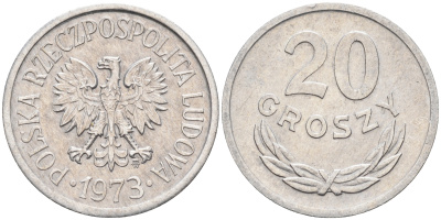 Польша 20 грошей 1973 MW KM А47, Parchimowicz 208m алюминий    4174-714