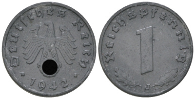 Германия 1 рейхспфенниг 1942 J J 369, KM 97 цинк 4164-615