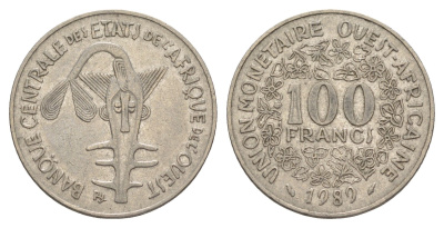 Западная Африка (BCEAO) 100 франков 1989 KM 4 никель 4619-333