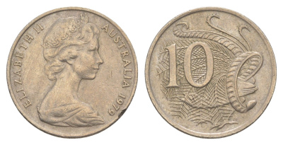 Австралия 10 центов 1979 Елизавета II (1952-2022), птица лирахвост KM 65 медно-никель 4364-1144