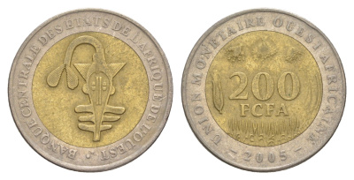 Западная Африка (BCEAO) 200 франков 2005 Центральный банк государств Западной Африки KM 14 биметалл 4642-343