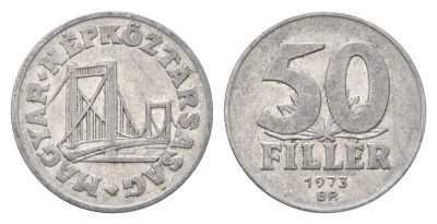 Венгрия 50 филлеров 1973 BP мост Елизаветы в Будапеште KM 574 алюминий 4668-237