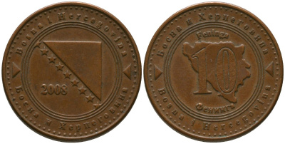 Босния и Герцеговина 10 фенингов 2008 KM 115 сталь плакированная медью 4549-337