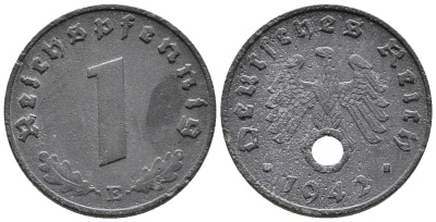 ГЕРМАНИЯ 1 РЕЙХСПФЕННИГ 1942 E KM 97, J. 369 цинк 39-1217