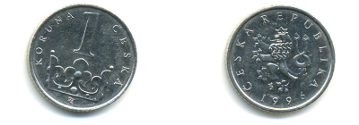 ЧЕХИЯ 1 КРОНА 1996 KM 7 сталь плакированная никелем 89-1623