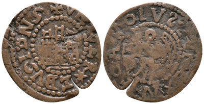 Испания, Арагон 6 динеро ND Карл II (1665-1700), монетный двор Ибица KM 8 медь    100-756