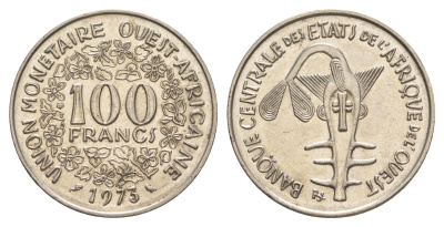 Западная Африка (BCEAO) 100 франков 1973 Центральный банк государств Западной Африки KM 4 никель UNC 4642-323