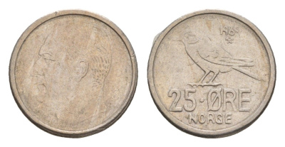 Норвегия 25 эре 1969 Улаф V (1958-1991), синица KM 407 медно-никель 4658-132