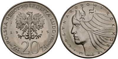 Польша 20 злотых 1975 MW, Международный год женщины KM 75, Parchimowicz 248 медно-никель 4168-821