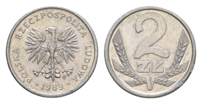 Польша 2 злотых 1989 Y 80.3 алюминий UNC 4649-662