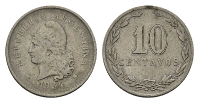 Аргентина 10 сентаво 1934 KM 35 медно-никель 4154-1149