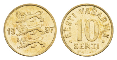 Эстония 10 сентов 1997 KM 22 латунь UNC 4647-115