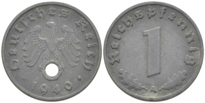 ГЕРМАНИЯ 1 РЕЙХСПФЕННИГ 1940 A KM 97, J. 369 цинк 4387-215