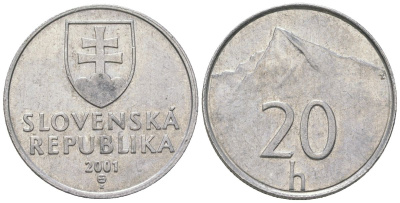 Словакия 20 геллеров 2001 MK KM 18 алюминий aUNC 4164-559